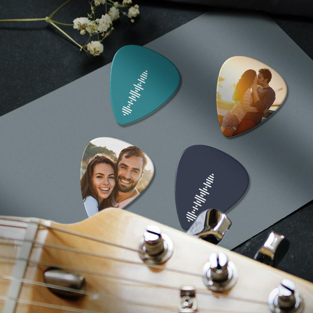 Scannable Music Code Guitar Pick, Photo Engraved Music Song Guitar Pick 12Pcs