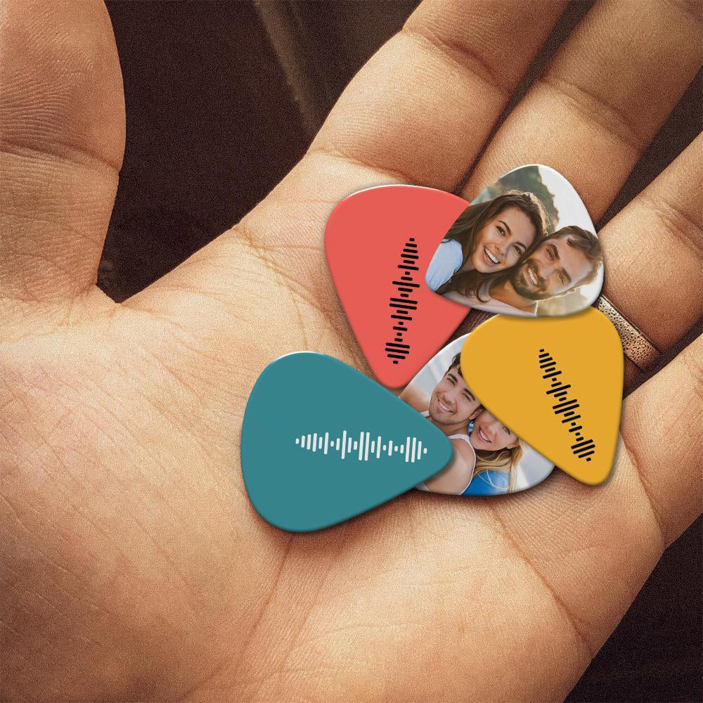 Scannable Music Code Guitar Pick, Photo Engraved Music Song Guitar Pick 12Pcs