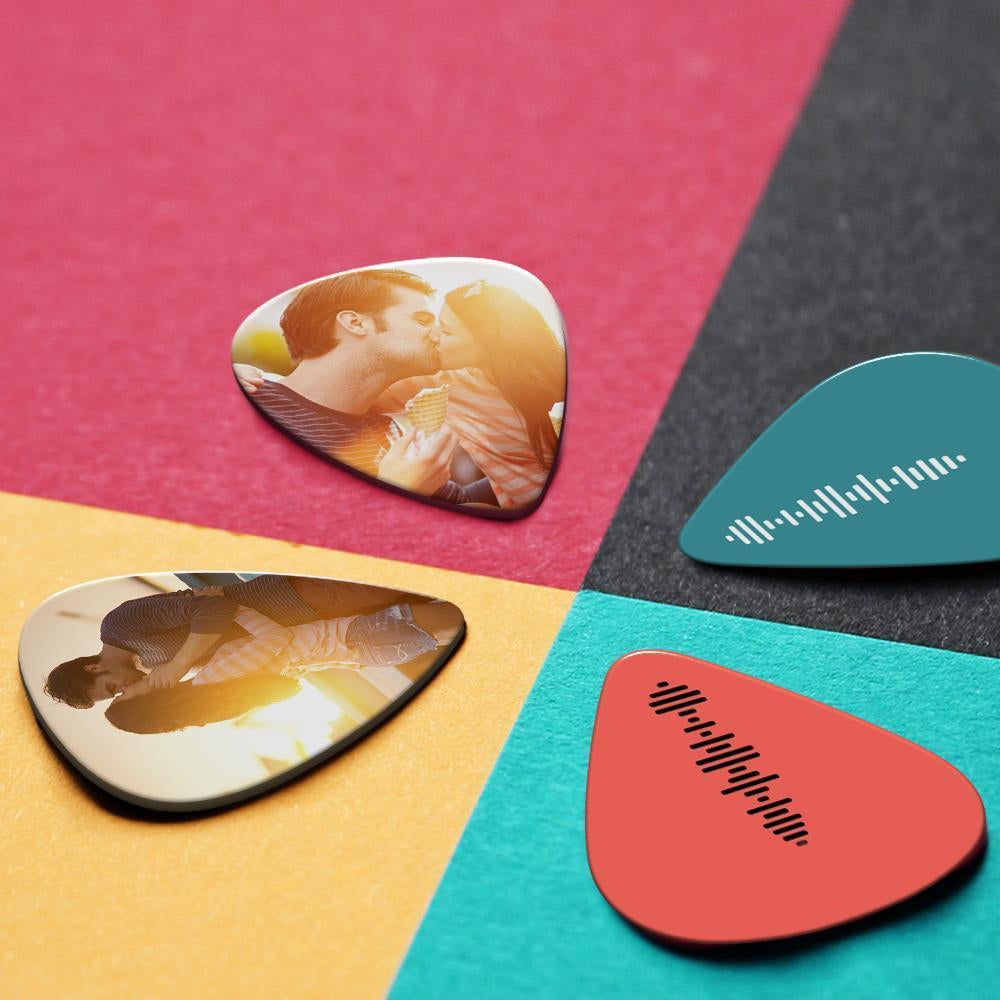 Scannable Music Code Guitar Pick, Photo Engraved Music Song Guitar Pick 12Pcs