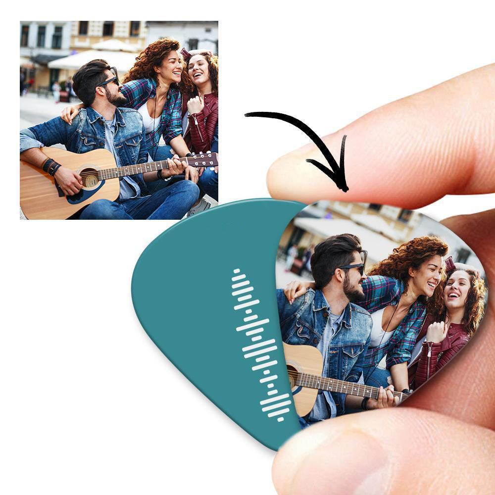 Scannable Music Code Guitar Pick, Photo Engraved Music Song Guitar Pick 12Pcs
