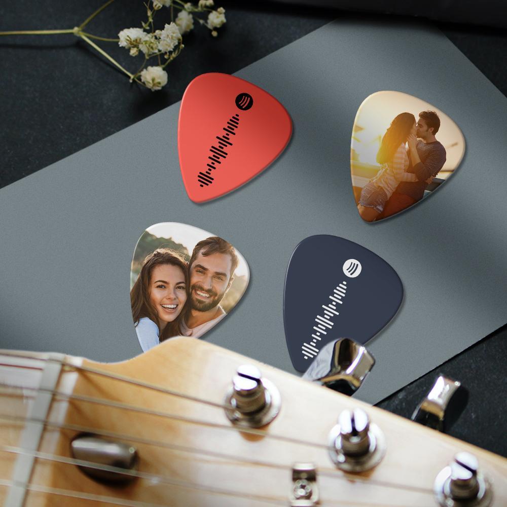 Custom Scannable Spotify Code Guitar Pick, Engraved Custom Music Photo Guitar Pick Gifts for Friends Sweet Pink 12 Pcs