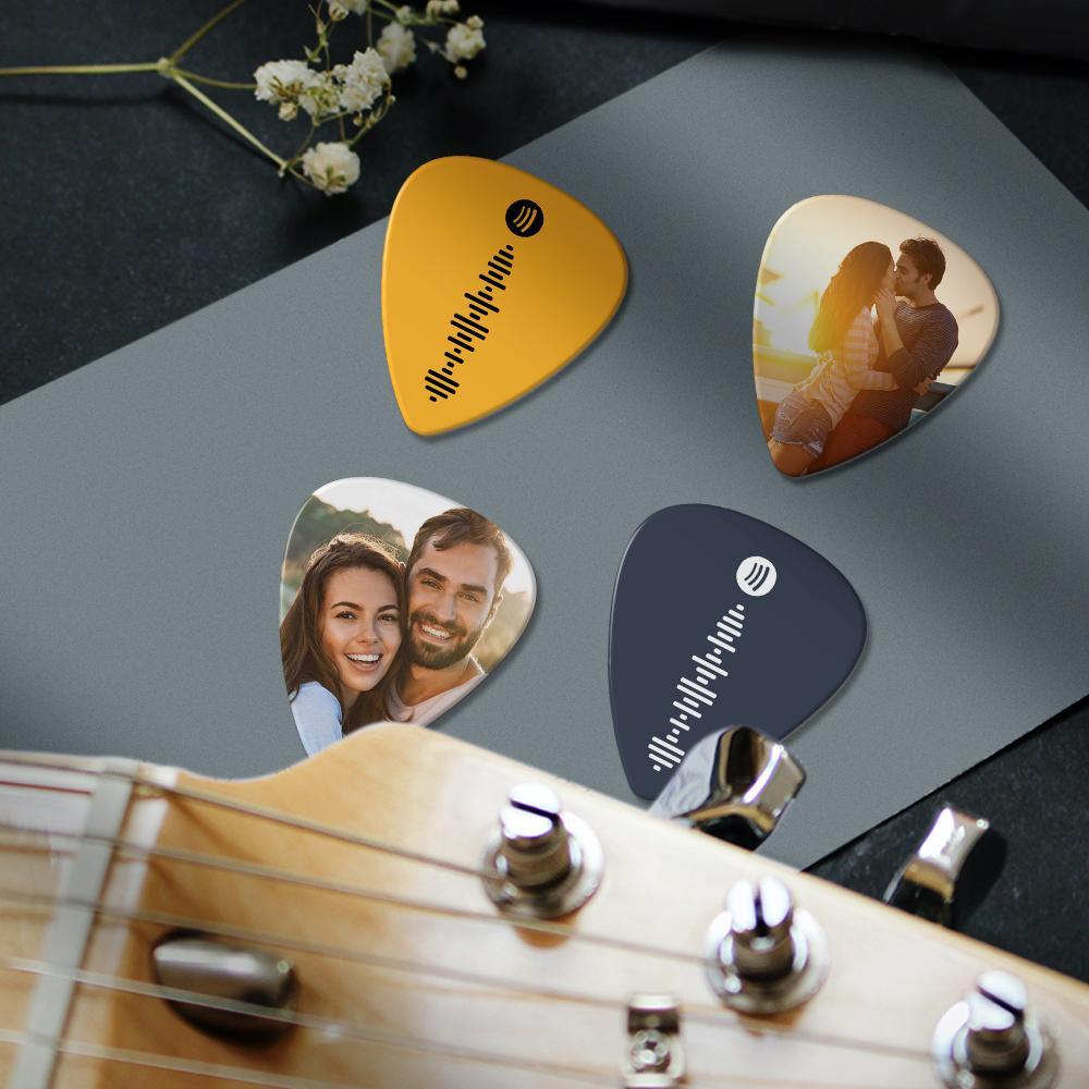 Scannable Spotify Code Guitar Pick, Engraved Music Song with Photo Guitar Pick Unique Gifts  12 Pcs