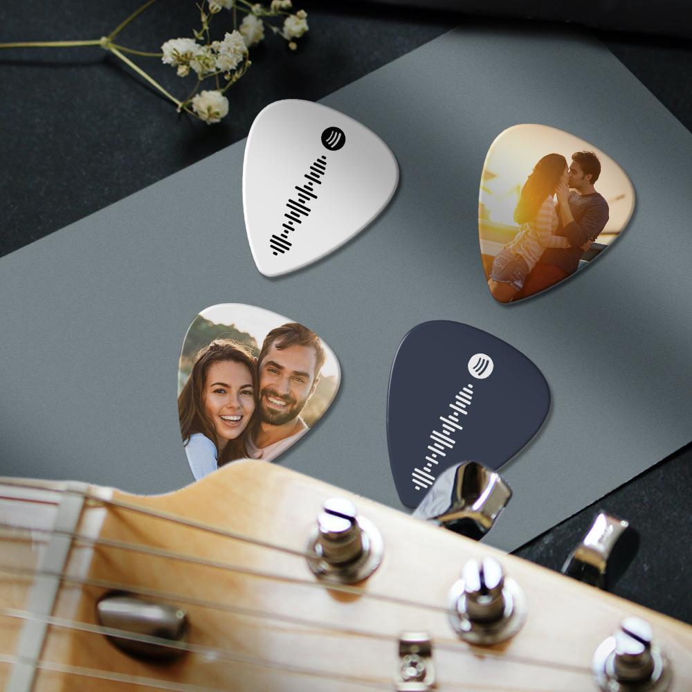 Scannable Spotify Code Guitar Pick, Engraved Music Song with Photo Guitar Pick Gifts for Family 12Pcs