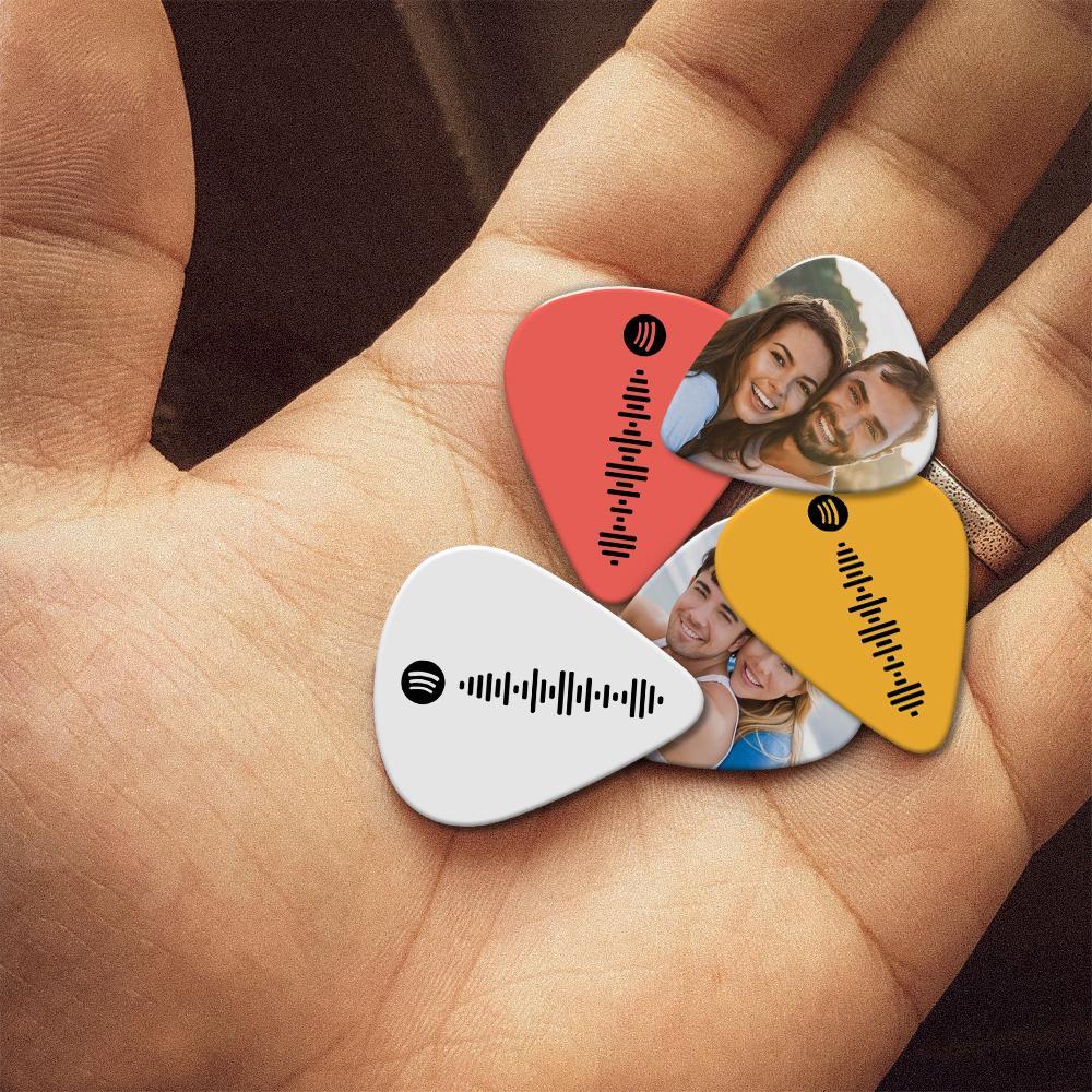 Scannable Spotify Code Guitar Pick, Engraved Music Song with Photo Guitar Pick Gifts for Family 12Pcs
