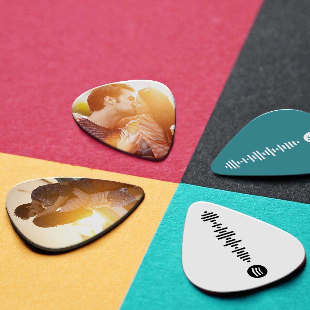 Scannable Spotify Code Guitar Pick, Engraved Music Song with Photo Guitar Pick Gifts for Family 12Pcs