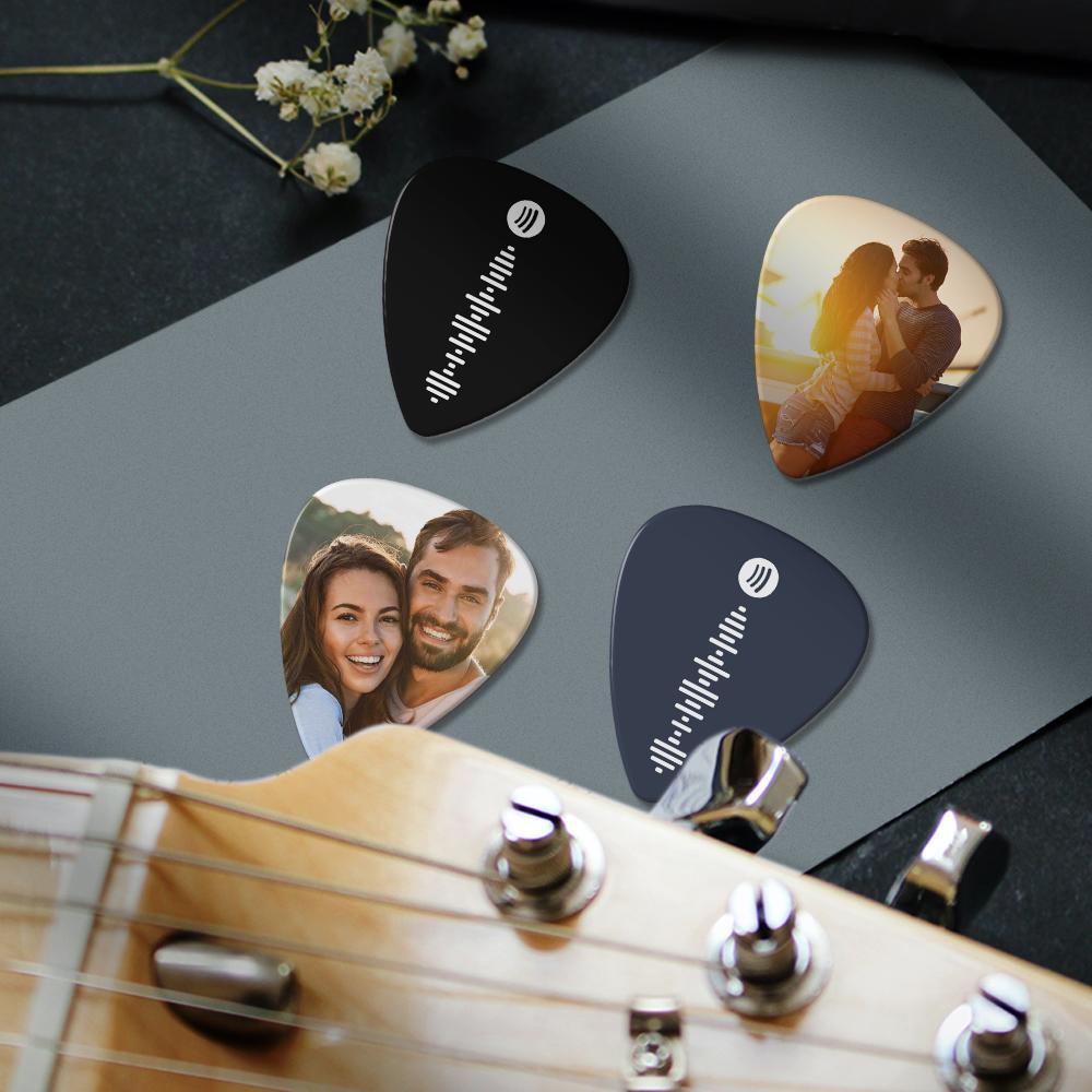 Scannable Spotify Code Guitar Pick, Engraved Music Song with Photo Guitar Pick Gifts for Baby 12Pcs