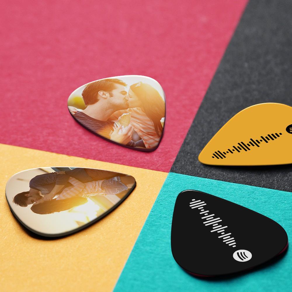 Scannable Spotify Code Guitar Pick, Engraved Music Song with Photo Guitar Pick Gifts for Baby 12Pcs
