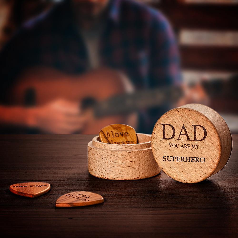 Custon Engraved Wood Guitar Pick Box Only
