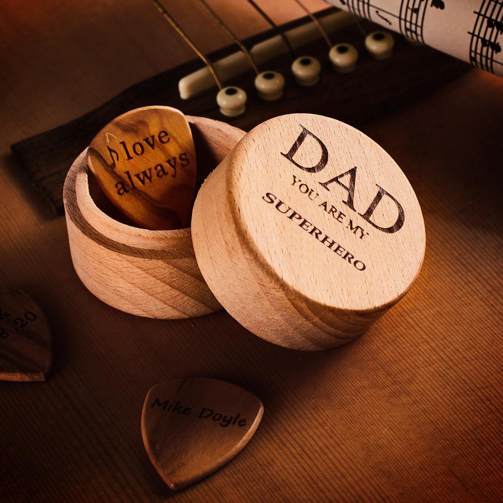 Custon Engraved Wood Guitar Pick Box Only