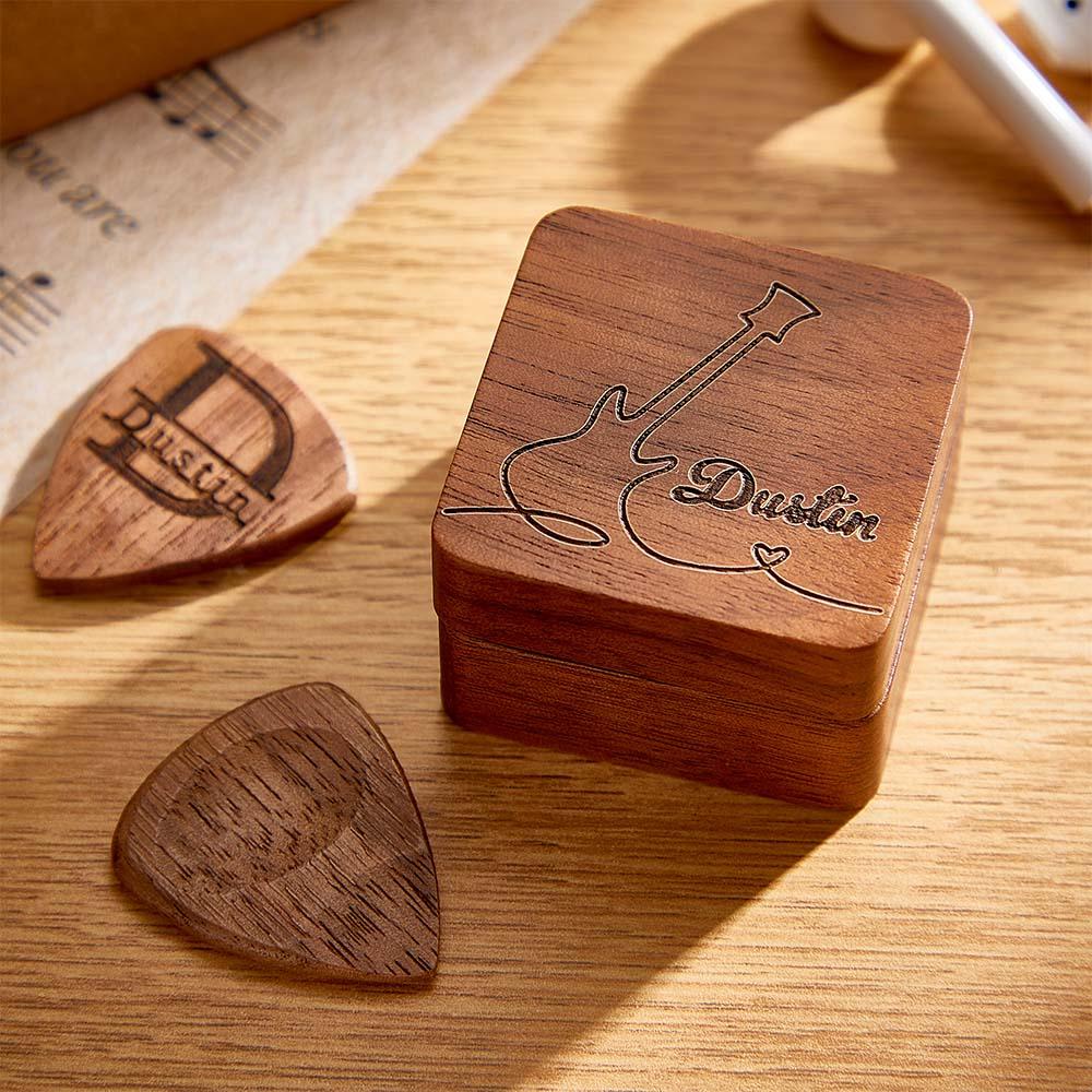 Custom Engraved Guitar Picks with Case Personalized Plectrum Box Gift For Guitar Player