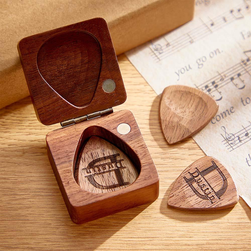 Custom Engraved Guitar Picks with Case Personalized Plectrum Box Gift For Guitar Player