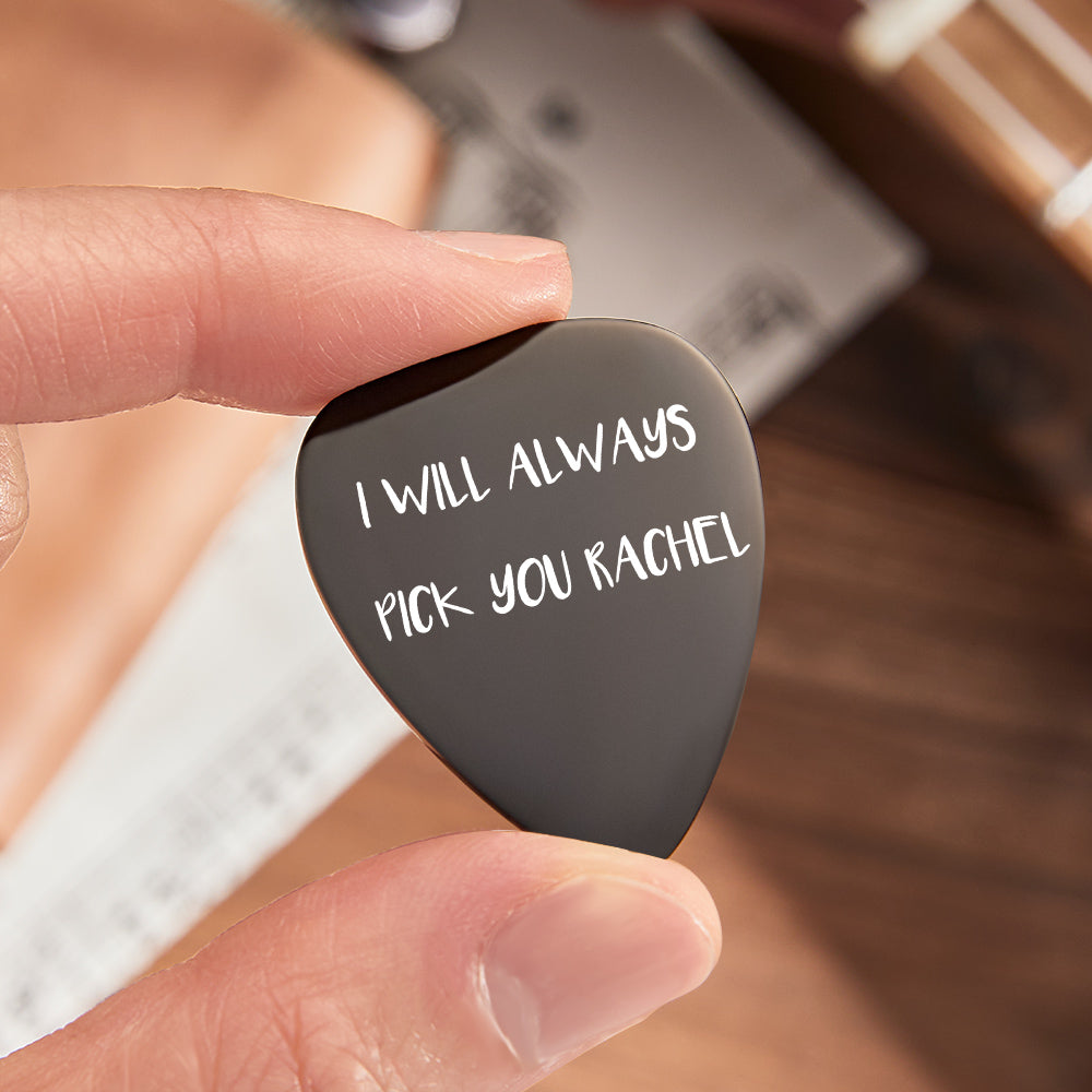Custom Black Guitar Pick Personalized Engraved Guitar Pick for Music Lover