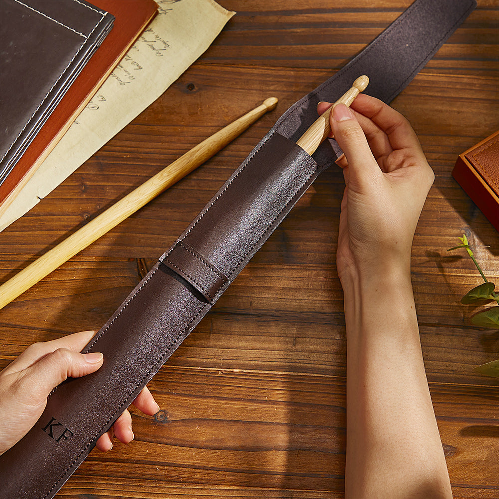 Custom Engraved Leather Drumstick Bag Simple Music Gift
