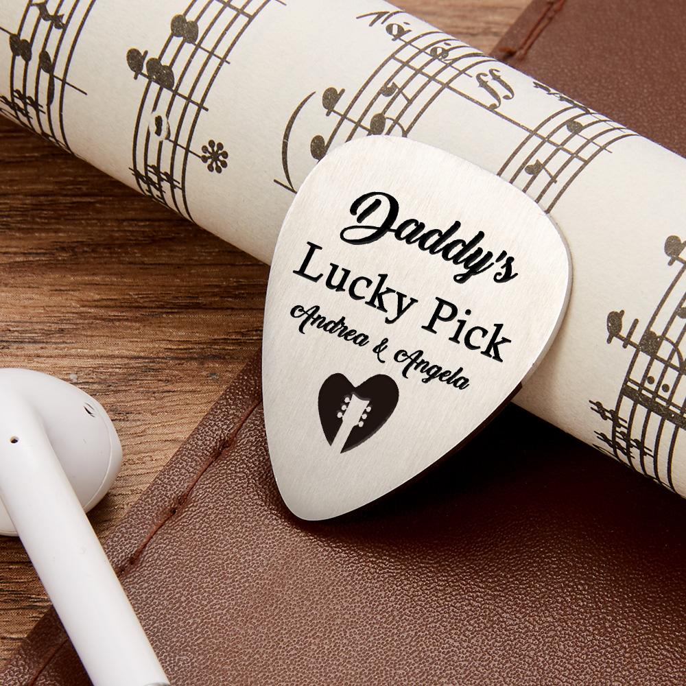 Custom Engraved Metal Plectrum Lucky Guitar Pick Music Lover Gift For Dad