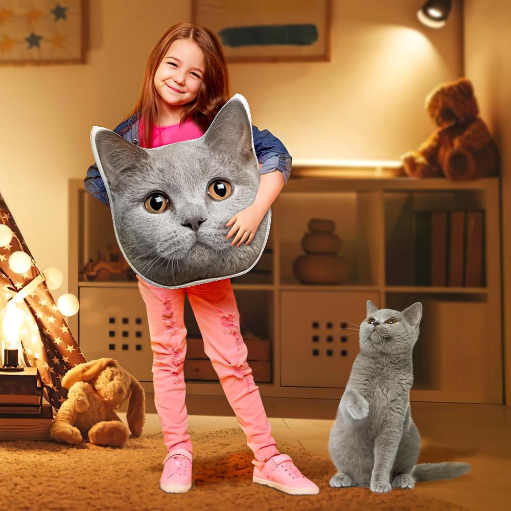 Custom Pet Photo Face Pillow 3D Portrait Pillow Cat