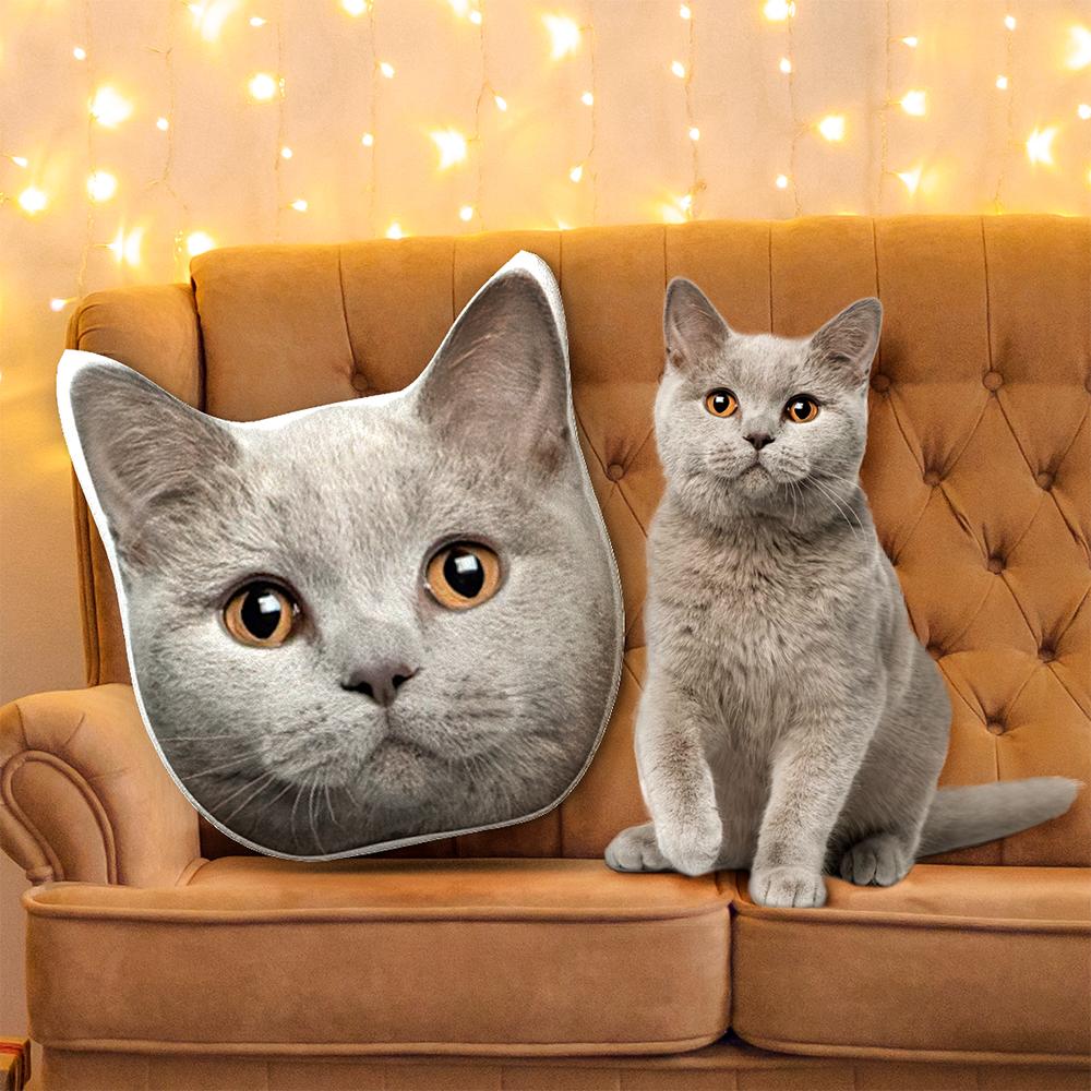 Custom Pet Photo Face Pillow 3D Portrait Pillow Cat