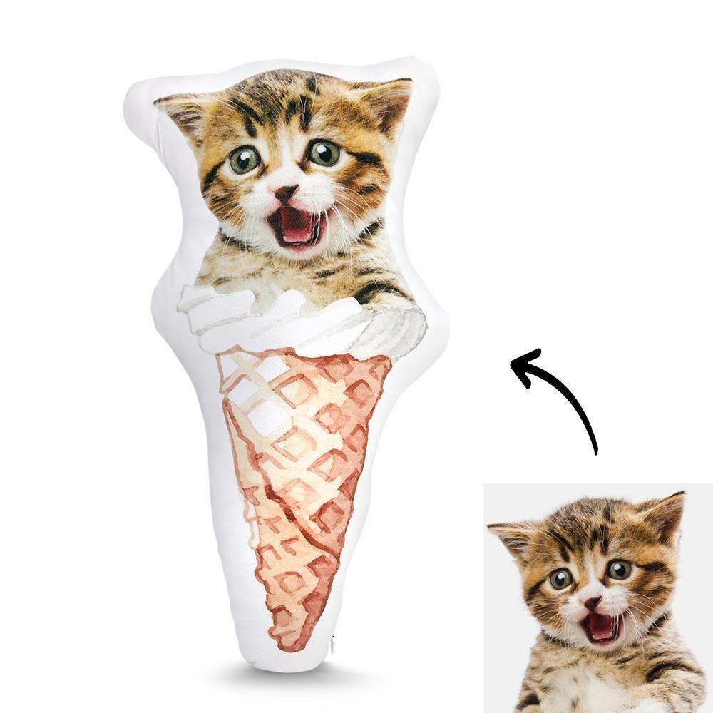 Personalized 3D Portrait Photo Pillow Ice Cream Cone Lovely Puppies 30*40cm