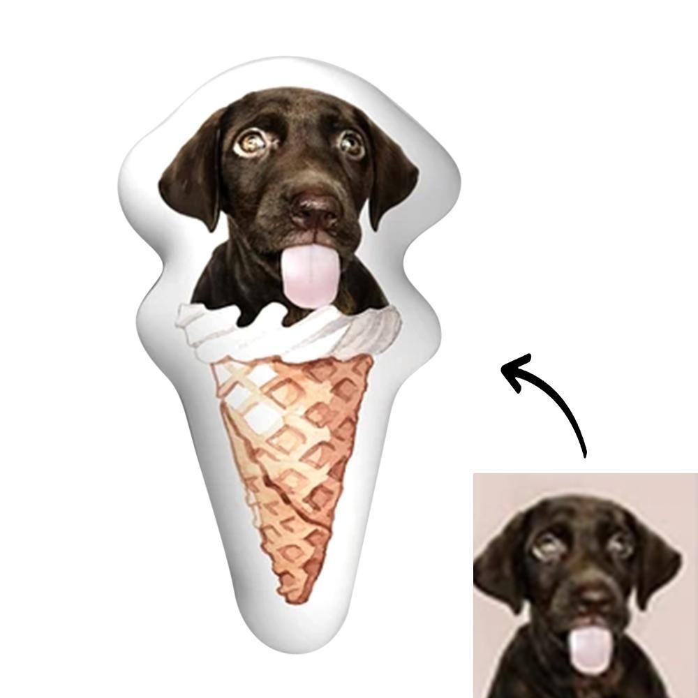 Personalized 3D Portrait Photo Pillow Ice Cream Cone Lovely Puppies 30*40cm