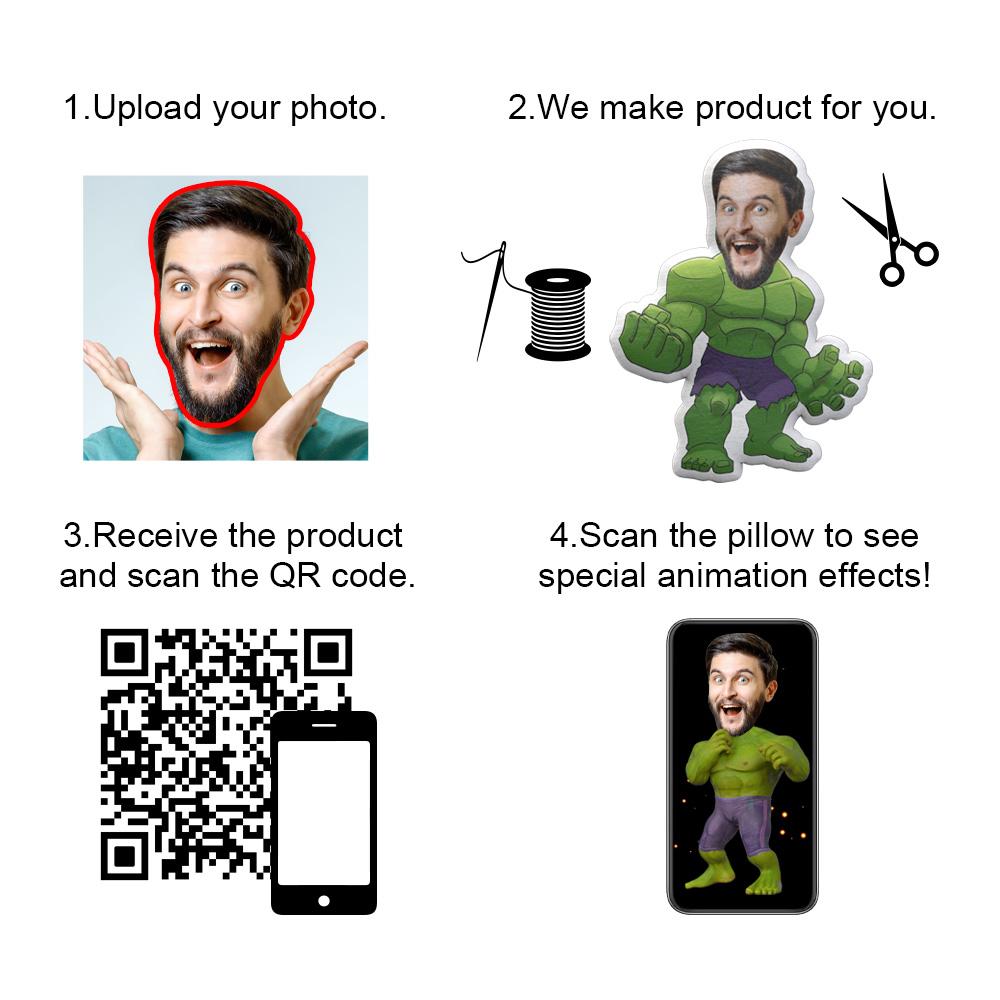 Body Pillow My Face Doll Custom Dolls Hulk Photo Pillow MiniMe Doll AR View Gift For Boyfriend