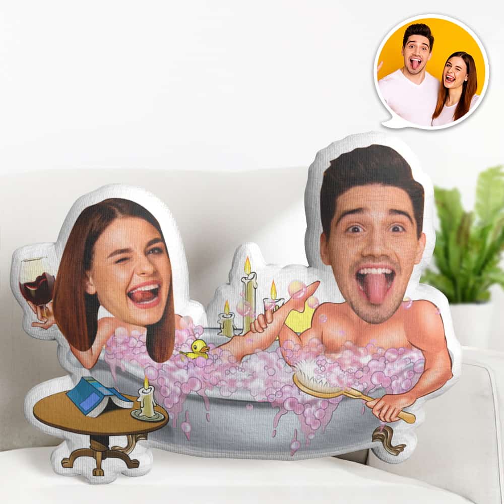 Valentine's Day Gift Custom Face Pillow, Couple in the Bathtub Face Doll, the Best Gift for Lover