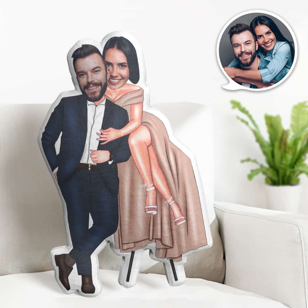 Valentine's Day Gift Custom Face Pillow, Couple Snuggling Together Face Doll, the Best Gift for Lover