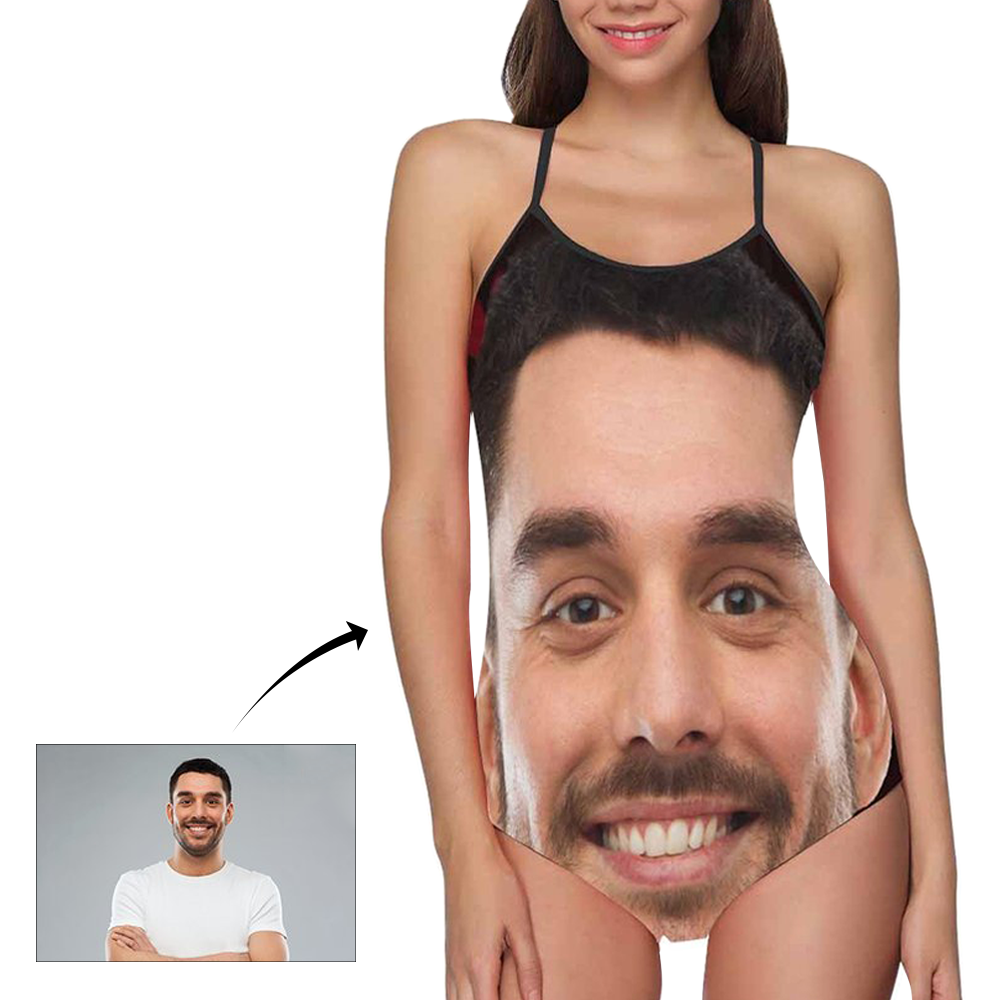 Custom Face Swimwear Women's Photo Slip One Piece Swimsuit - Boyfriend Face