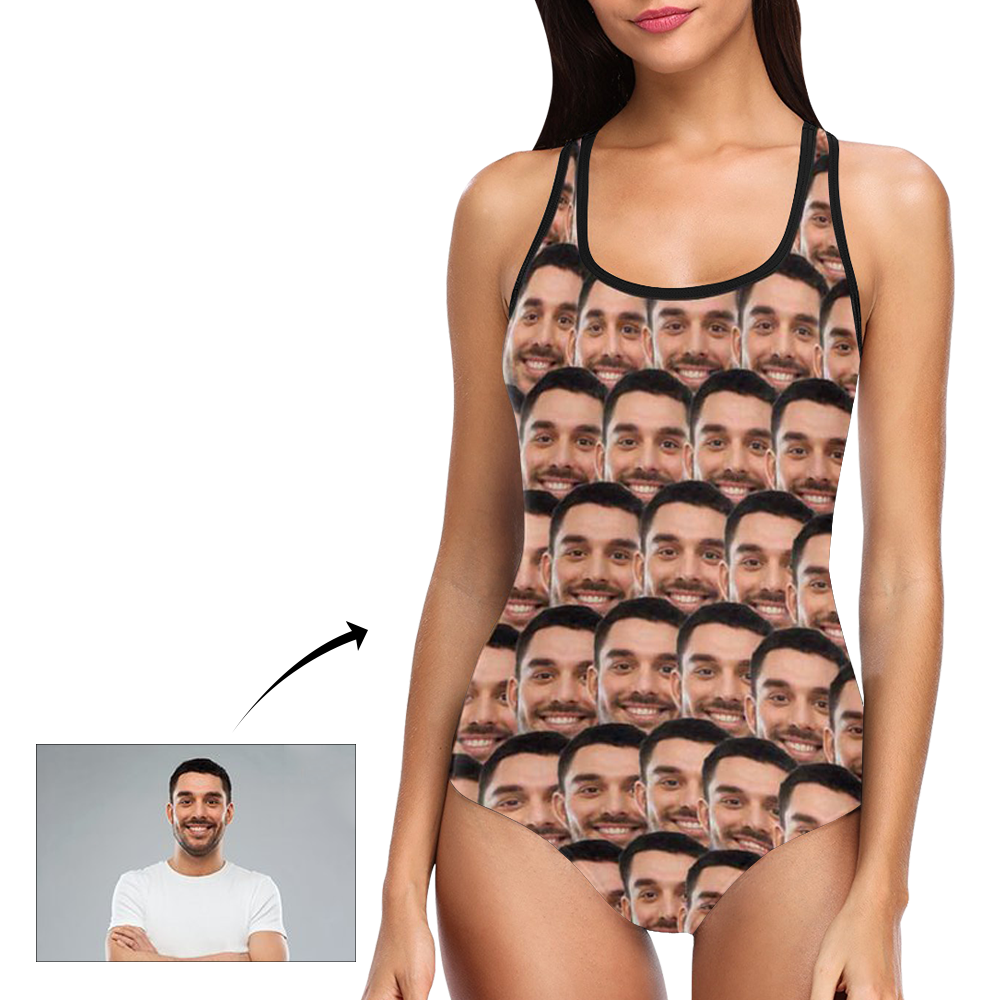Custom Face Swimwear Women's Photo Slip One Piece Swimsuit - Mash