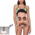 Custom Face Green Background Women S Slip One Piece Swimsuit