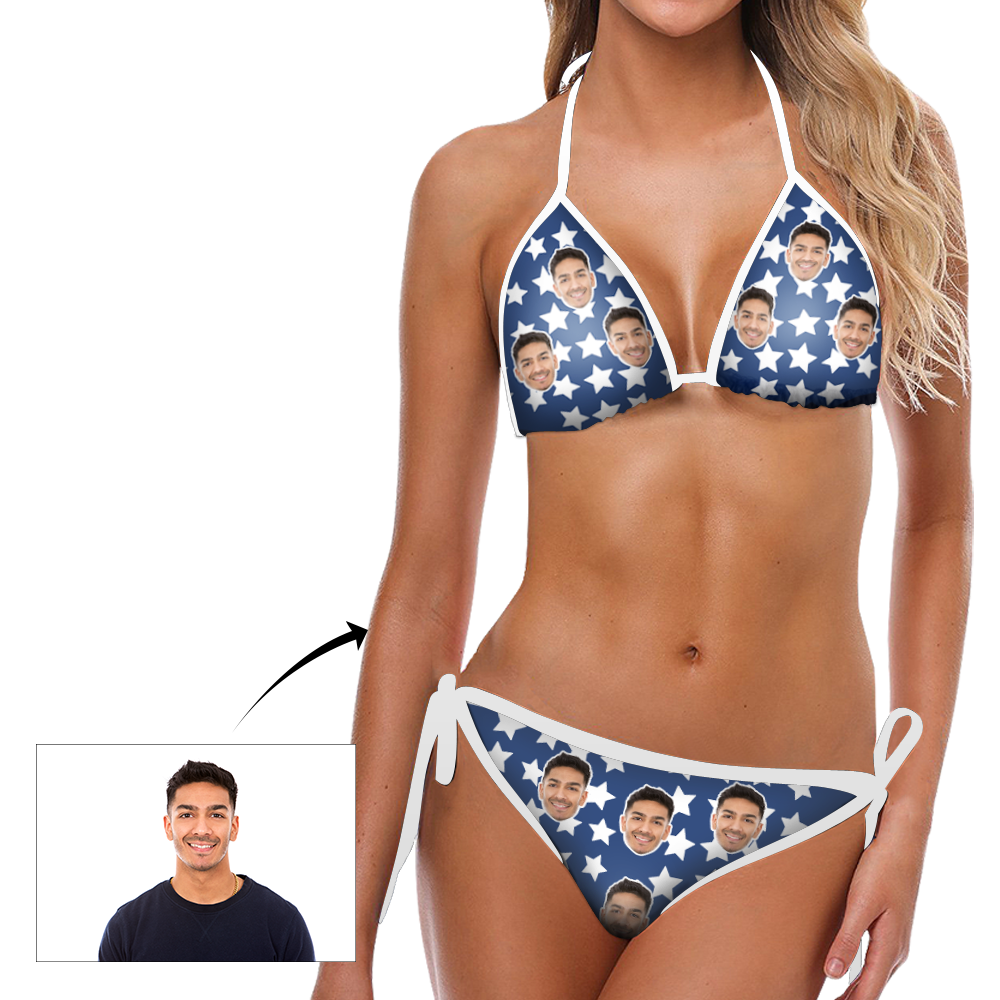 Custom Face Bikini Women's Sexy Photo Segmented Swimsuit - Stars