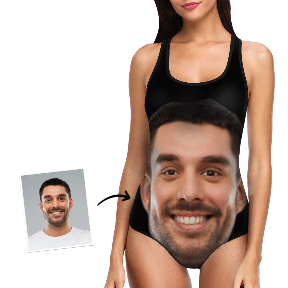 Custom One Face Boyfriend Women's Slip Swimsuit Gift for Her