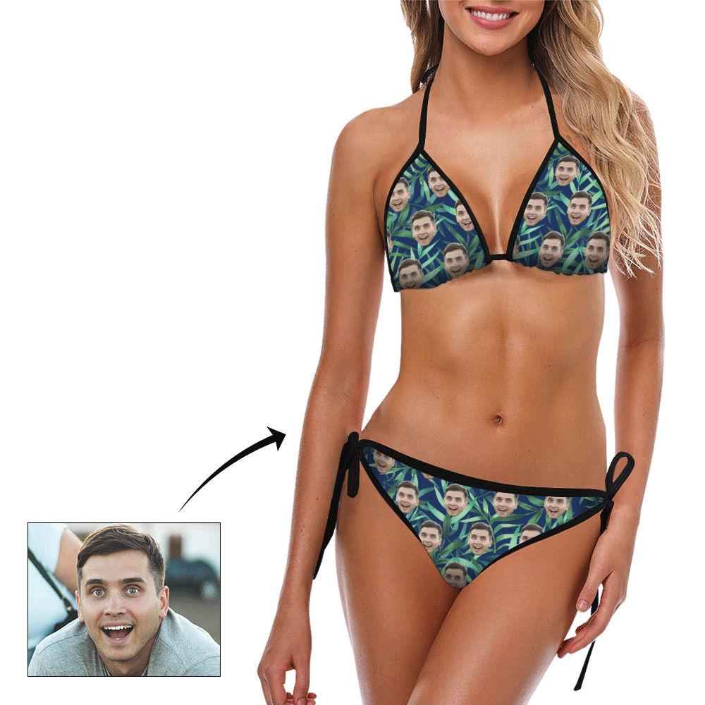 Personalized Bikini Custom Photo Swimsuit Monstera