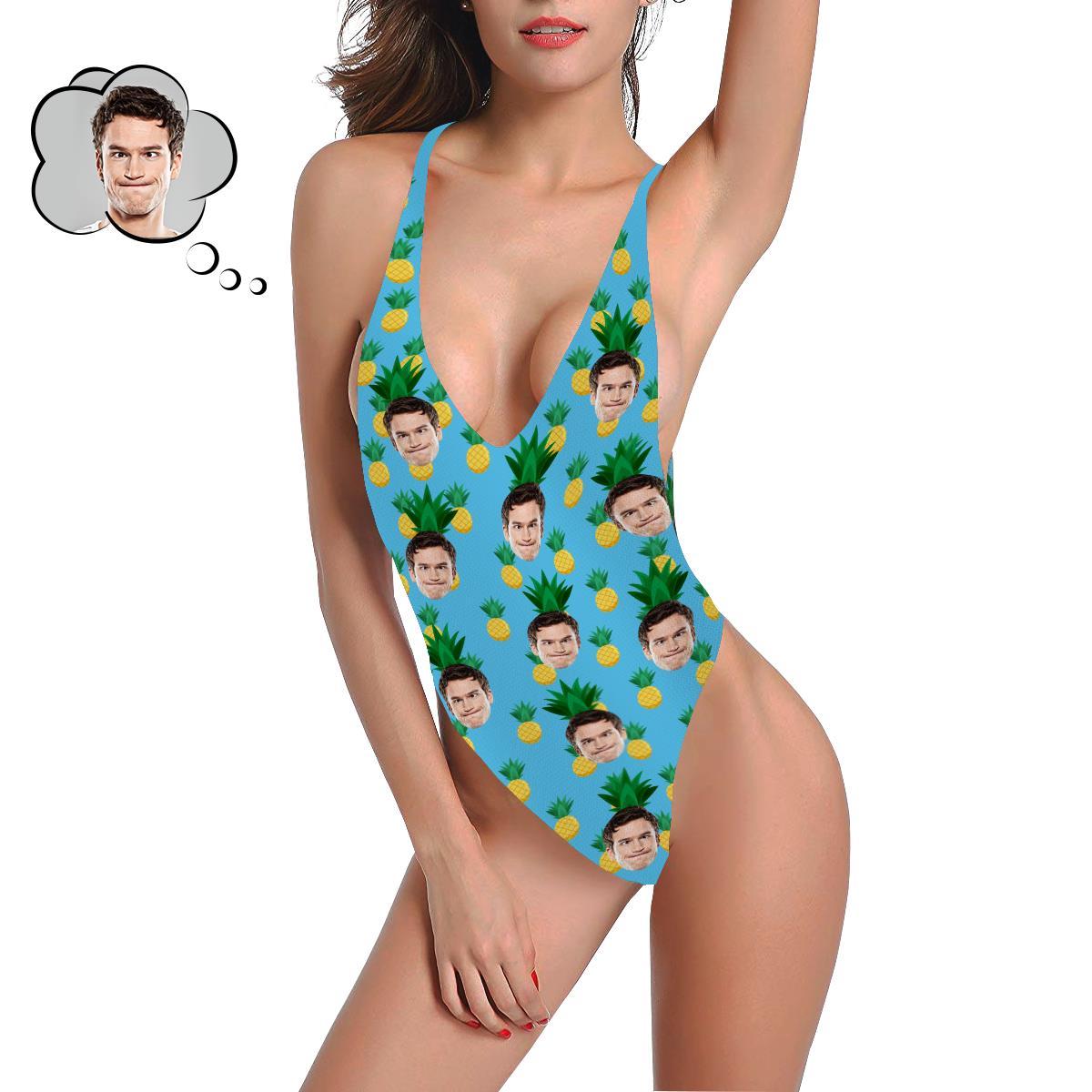 Custom Women Face V-Neck Sexy Bikini Women's One Piece Swimsuit