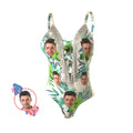 Custom Face One-piece Swimsuit Floral Lace-up Swimwear