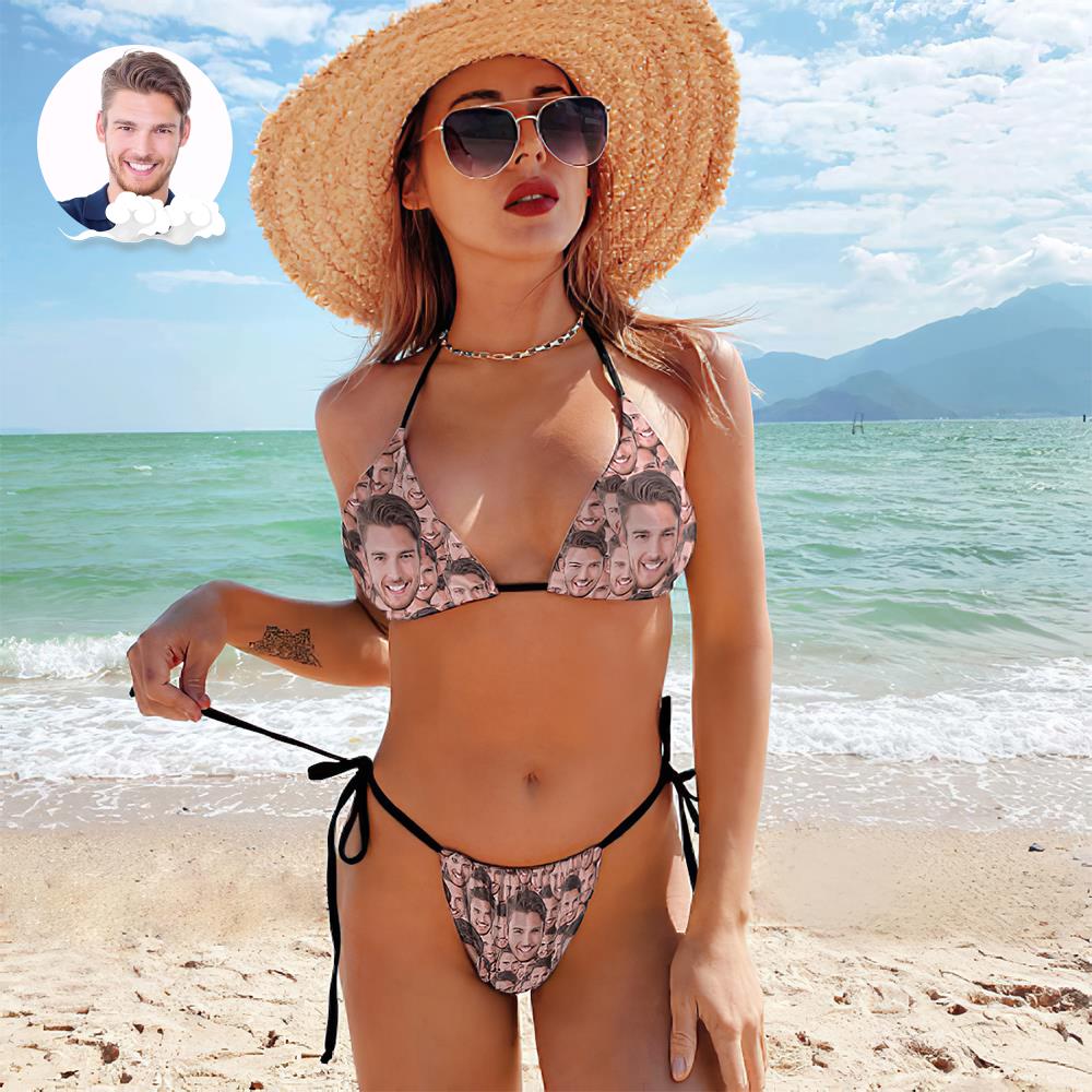 Custom Face Swimming Suit Sexy Strappy Bikini Face Mash