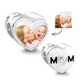 Custom Heart Photo MoM Theme Charm With White Zircon Love Heart Jewelry Mother's Day Gifts