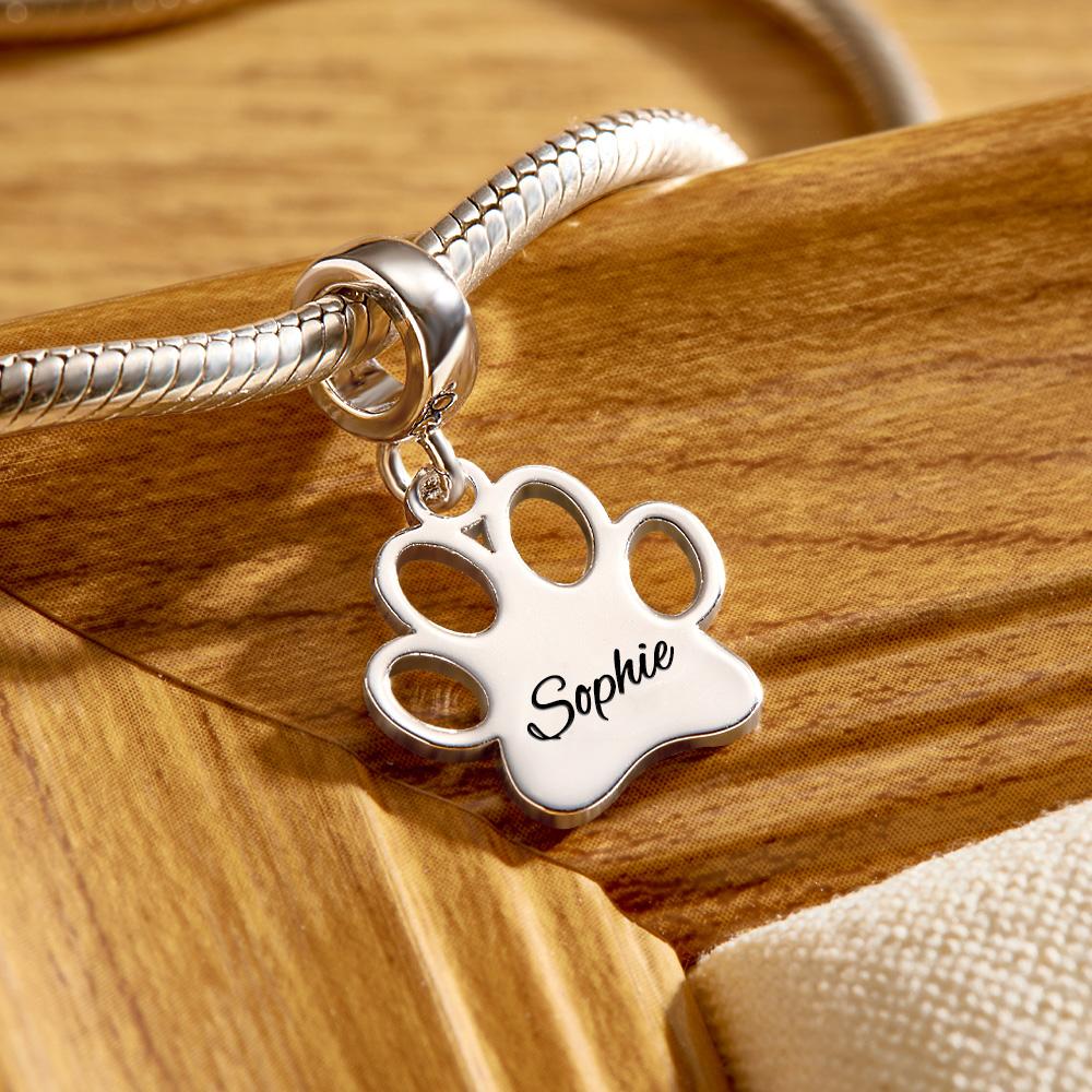 Custom Engraved Charm Dog Paw Pendant Gifts