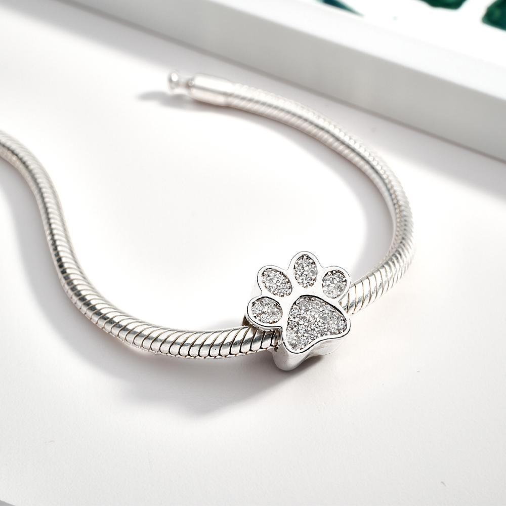 Photo Charm Diamond Paw Print Charm