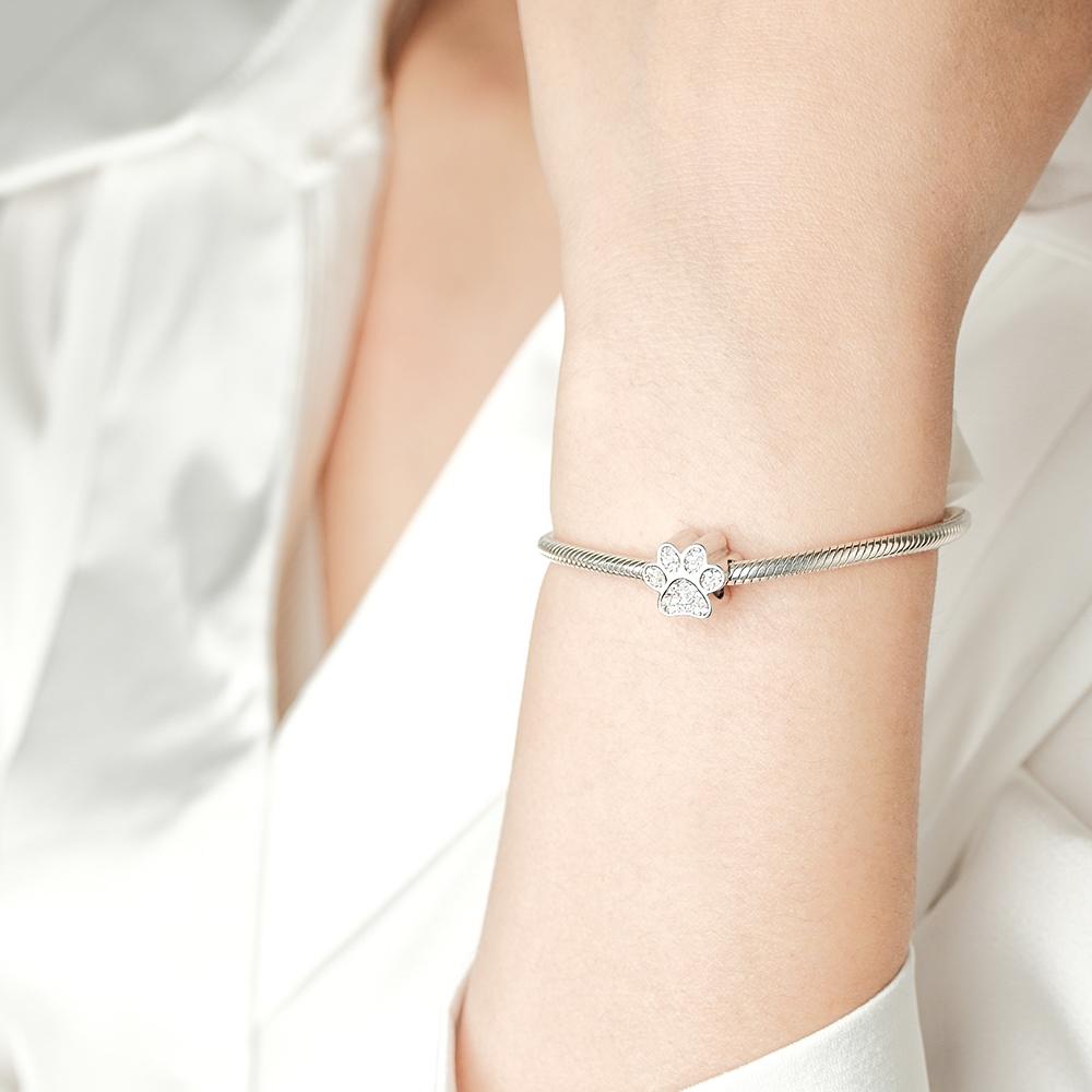 Photo Charm Diamond Paw Print Charm