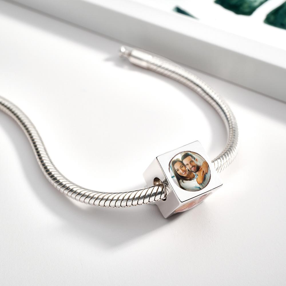 Personalized Four-Sided Photo Charm Customized Bead for Women