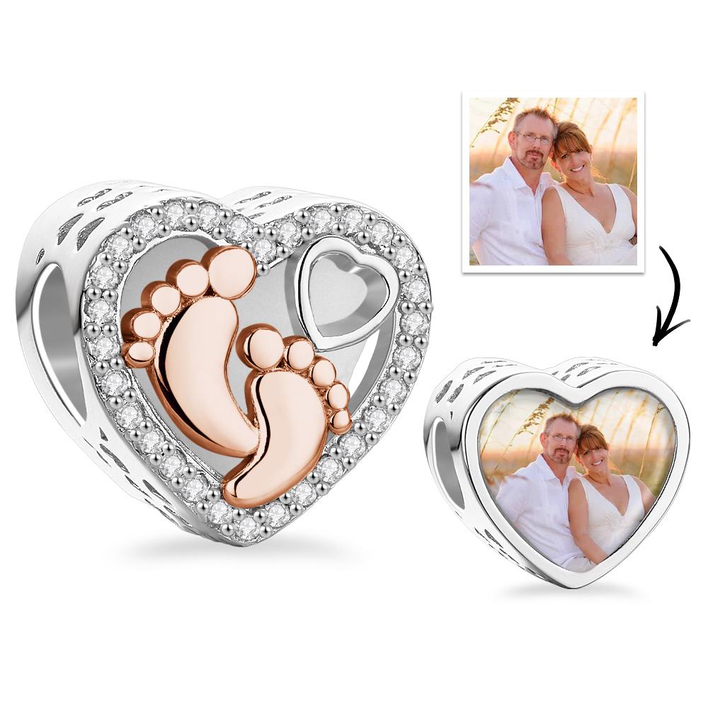 Custom Photo Charm Hollow Out Footprint Creative Pendant
