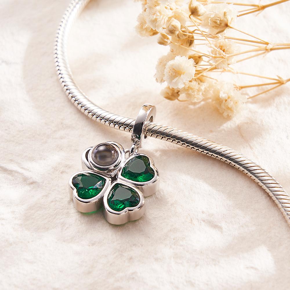 Custom Projection Charm Four Leaf Clover Couple Gift