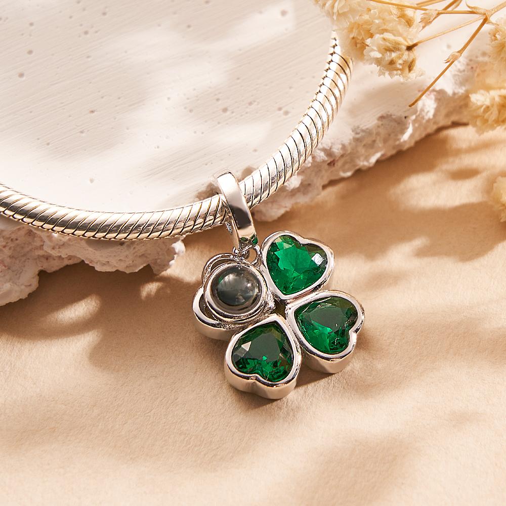 Custom Projection Charm Four Leaf Clover Couple Gift
