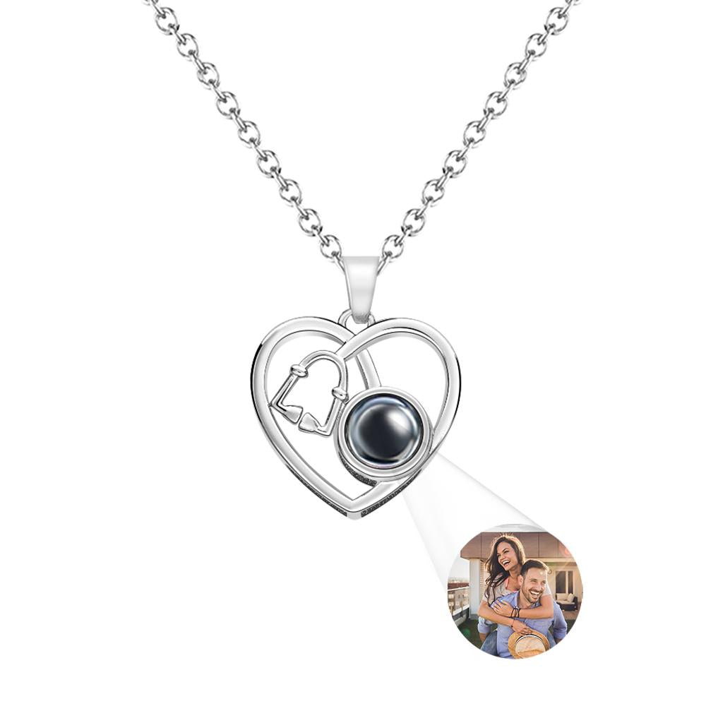 Custom Projection Necklace Love Heart Stethoscope Gift for Doctor
