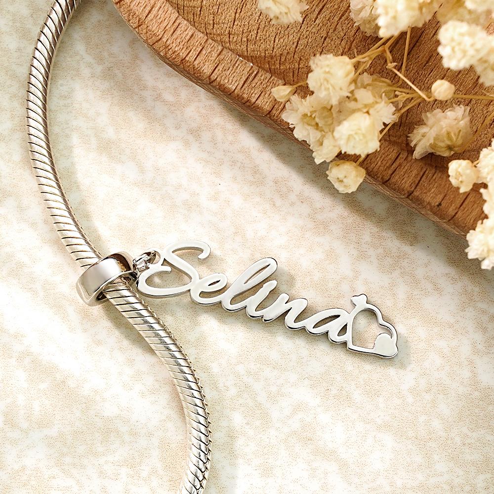 Custom Name Charm With A Heart Elegant Pendant Jewelry Accessory
