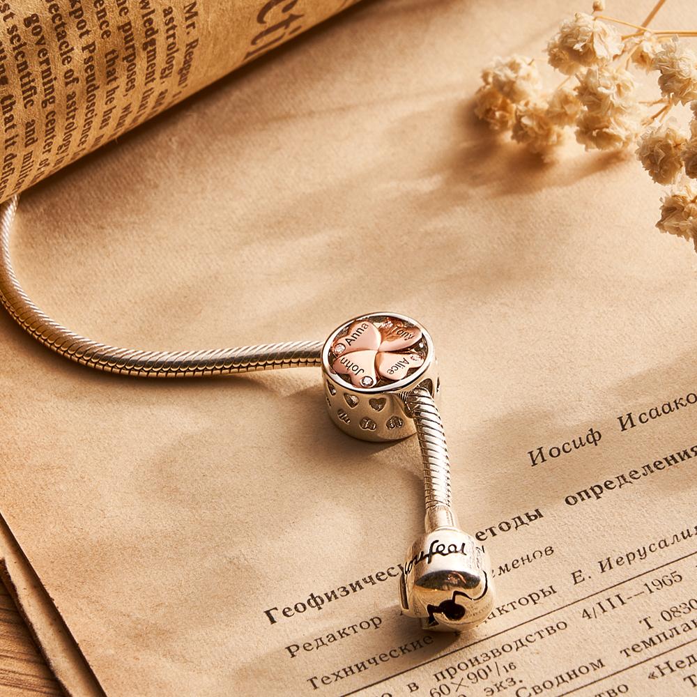 Custom Engraved Photo Charm Lucky Clover Family Love Gift
