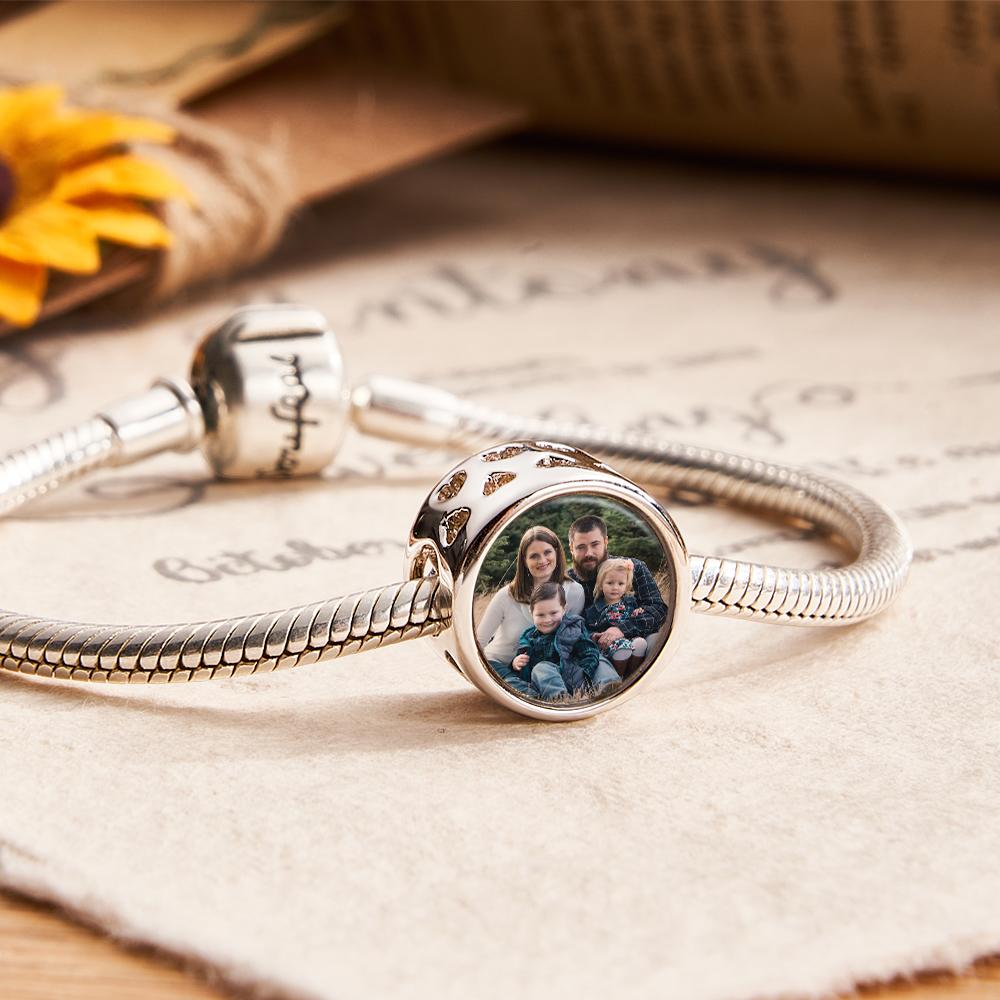 Custom Engraved Photo Charm Lucky Clover Family Love Gift