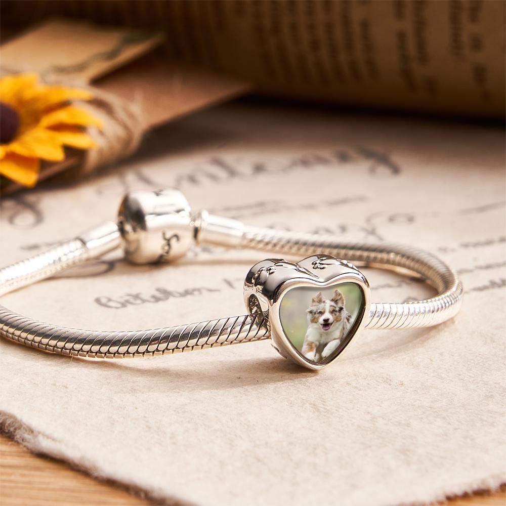 Custom Photo Charm Heart Puppy Cute Gift for Pet Owners