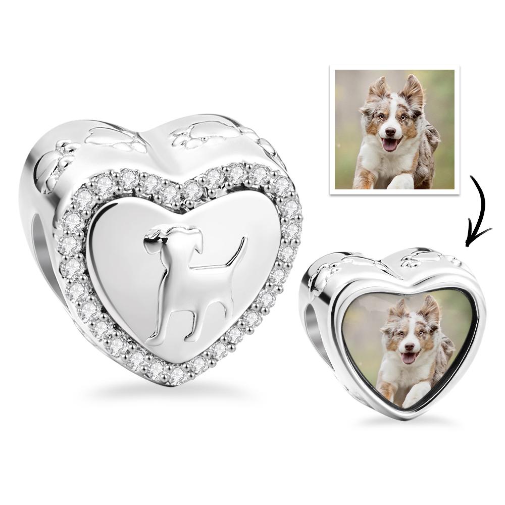 Custom Photo Charm Heart Puppy Cute Gift for Pet Owners