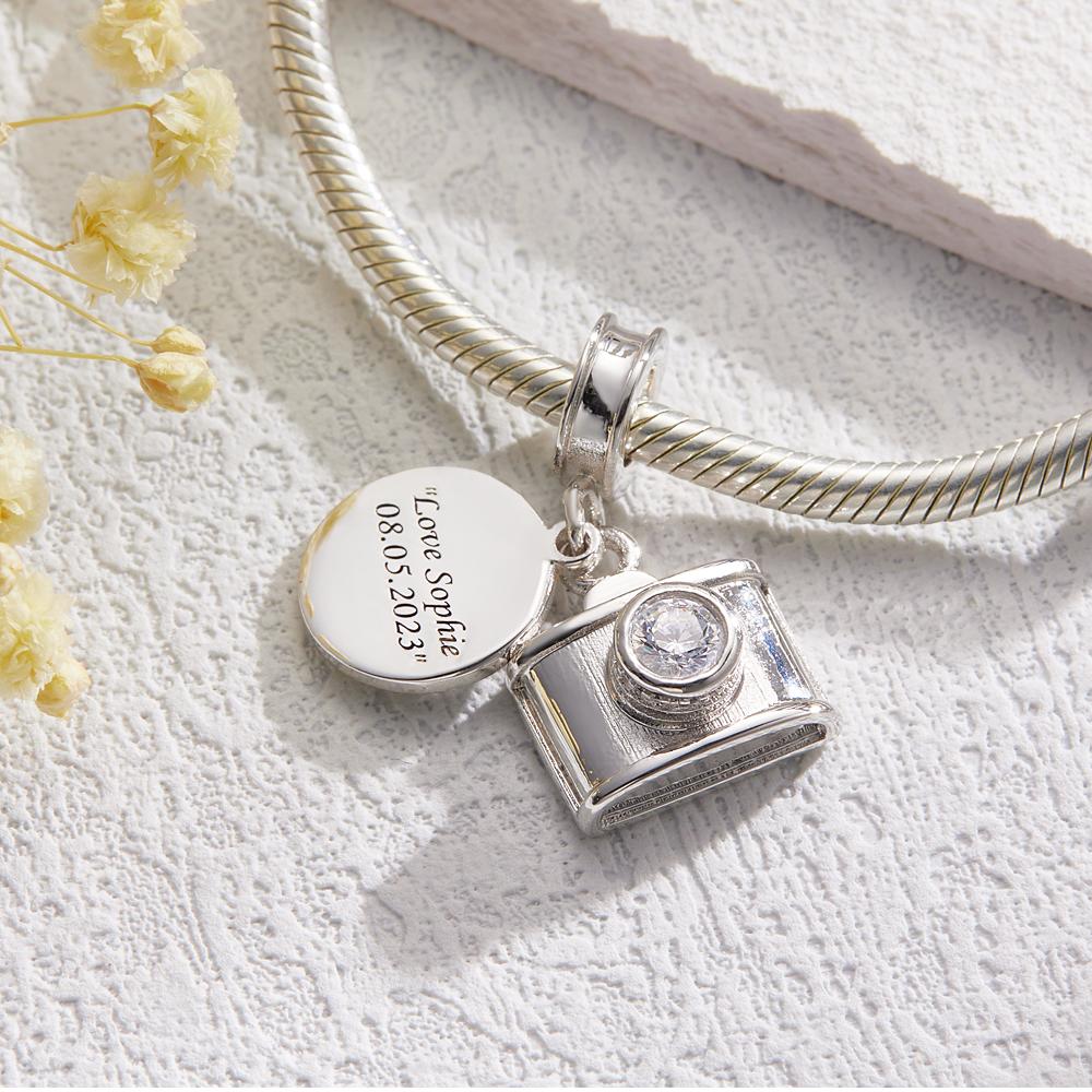 Custom Engraved Charm Diamond Camera Fashion Gift