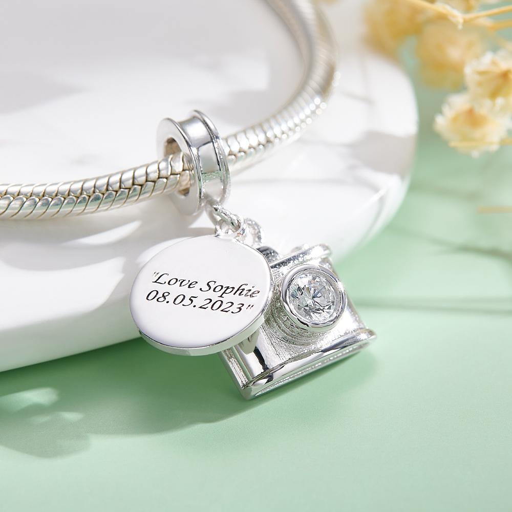 Custom Engraved Charm Diamond Camera Fashion Gift